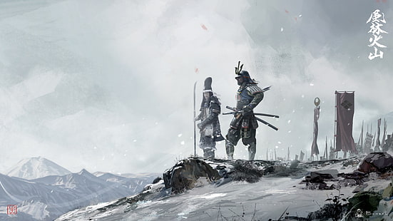inverno, neve, Asia, Giappone, guerrieri, samurai, signori della guerra, David Benzal, leggende dell'Asia, Sfondo HD HD wallpaper