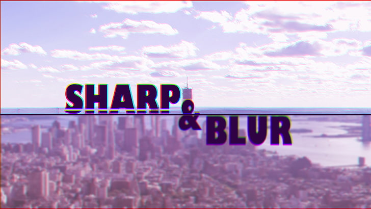 Teks Sharp & Blur, Kota New York, tajam, kabur, kota, tipografi, pemisahan, 3D anaglyph, Wallpaper HD