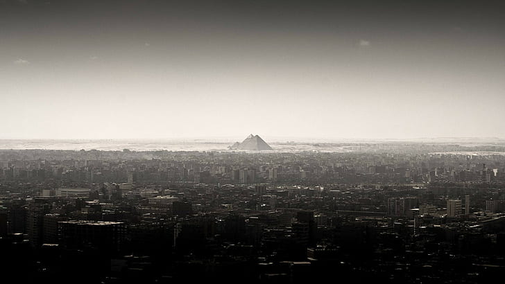 Каир, Египет, пирамида, город, HD обои