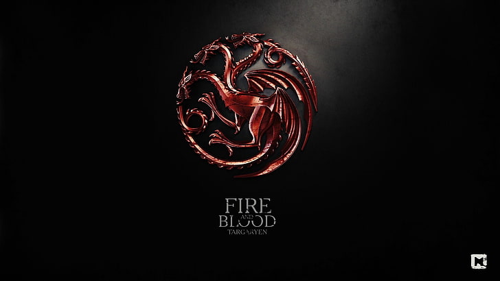 Illustration de Blood Fire, Game of Thrones, A Song of Ice and Fire, art numérique, House Targaryen, sceaux, Fond d'écran HD