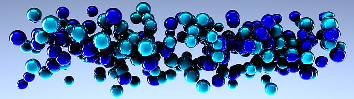 wallpaper grafis gelembung biru dan hitam, seni digital, banyak tampilan, bola, 3D, Wallpaper HD