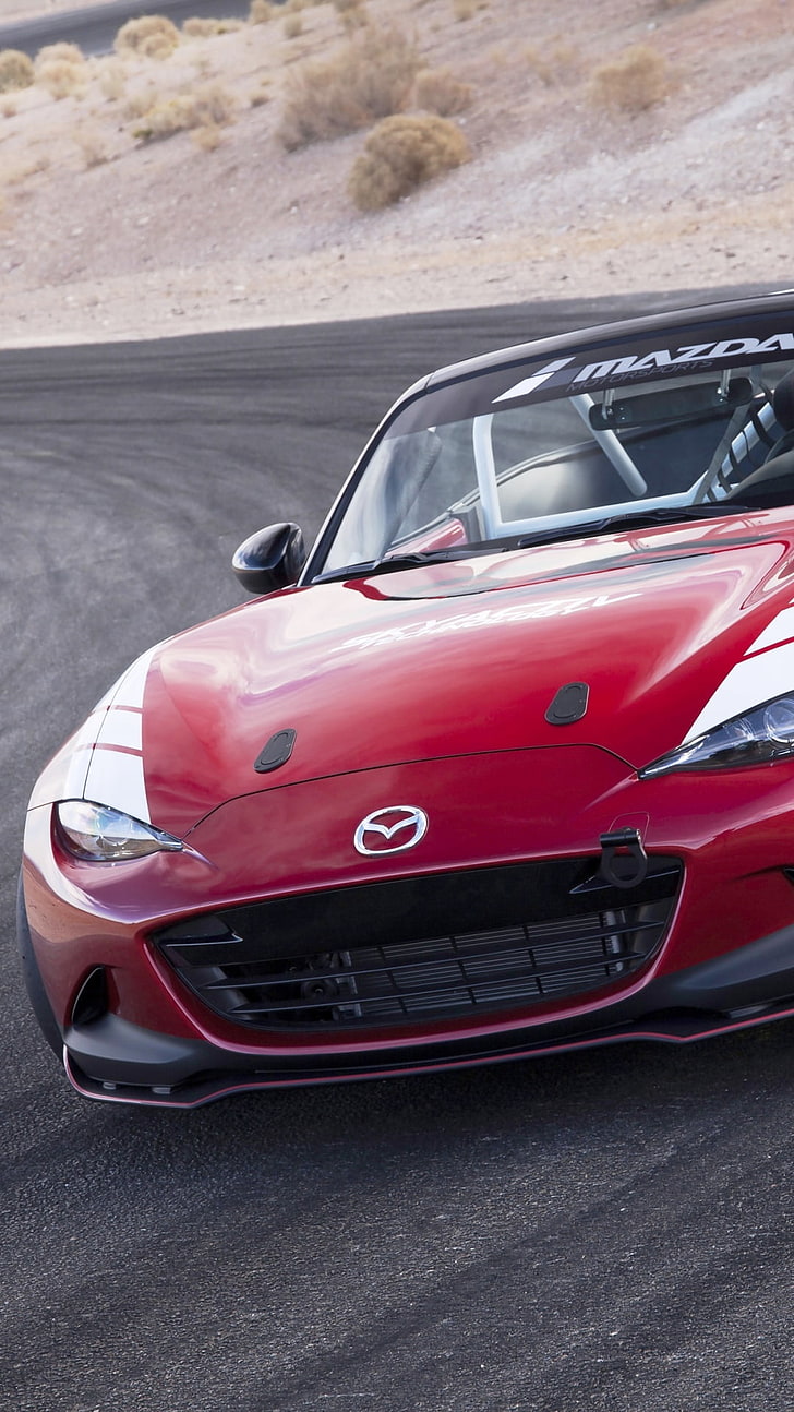 Mazda Global MX-5 Cup Racecar 2016, червена Mazda Miata, Автомобили, Mazda, 2016, HD тапет, тапет за телефон