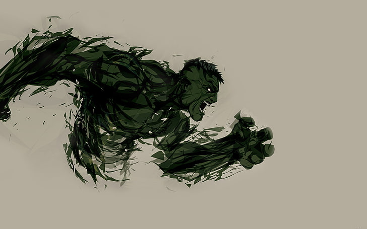 hulk, illust, anger, minimal, hero, art, HD wallpaper