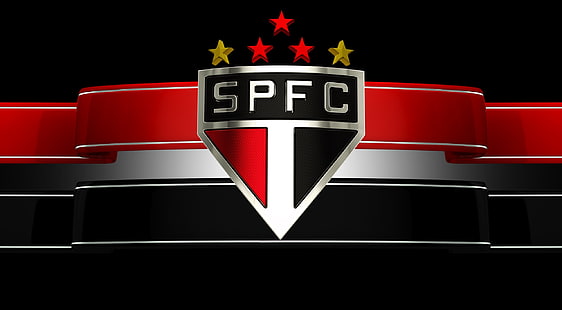 壁紙SPFC-ブラックバージョン、SPFCロゴ、スポーツ、サッカー、spfc、サンパウロfc、サッカー、futebol、トリコロール、 HDデスクトップの壁紙 HD wallpaper