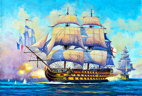 kapal dari garis, berlayar, Angkatan Laut Kerajaan, Inggris, HMS Victory, kelas satu, 104-gun, Wallpaper HD HD wallpaper