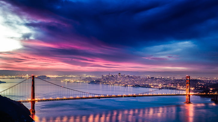 جسر فولاذي أحمر ، منظر طبيعي ، حضري ، جسر البوابة الذهبية ، سان فرانسيسكو، خلفية HD
