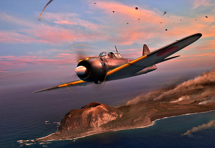 gambar, Jepang, Mitsubishi, Perang Dunia kedua, Nol, Perjalanan, Angkatan Laut Kekaisaran Jepang, piston fighter monoplane, model A6M5 52, Wallpaper HD