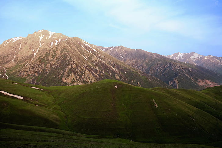 Армянское нагорье, зеленые и коричневые горы, пейзаж, горы, Армянское нагорье, Армения, HD обои