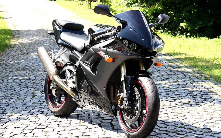 bici sportiva nera, moto, Yamaha R6, Sfondo HD