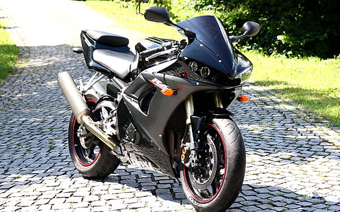 svart sportcykel, motorcykel, Yamaha R6, HD tapet HD wallpaper