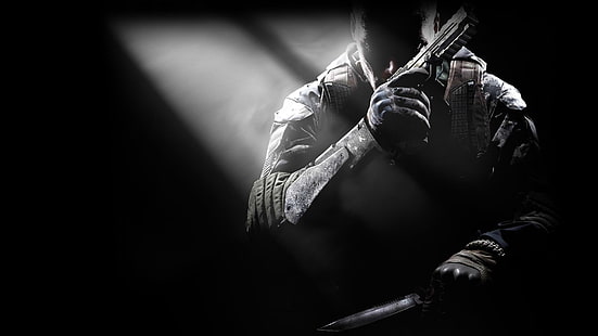 Call of Duty Black Ops II illustrazione, pistola, coltello, Call of Duty, CoD, Activision, Treyarch, Black Ops 2, Sfondo HD HD wallpaper
