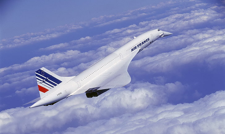 белый самолет Air France, полёт, Франция, Конкорд, HD обои
