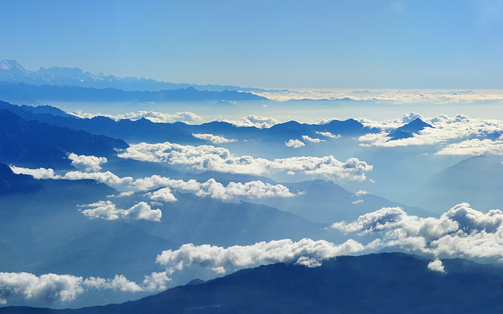 langit, latar belakang awan, Pegunungan, unduh 3840x2400 langit, Wallpaper HD
