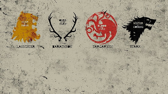 Game of Thrones House Lannister, Baratheon, Targaryen i Stark sigils, Game of Thrones, Tapety HD HD wallpaper