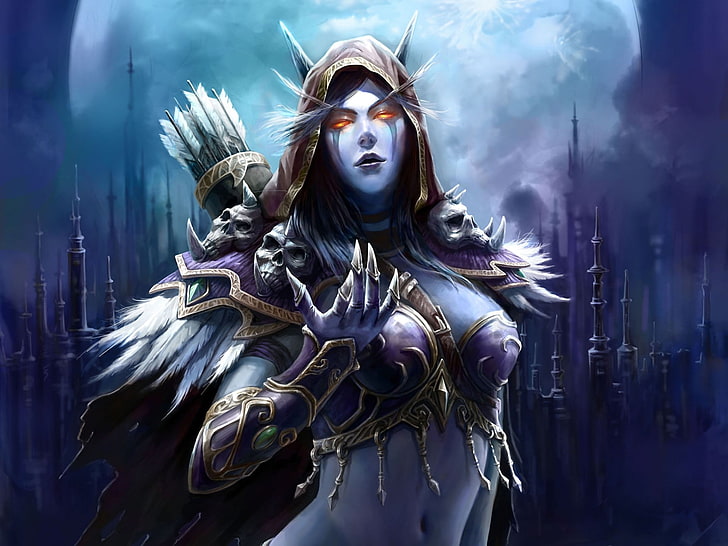 женщина в лиловом топ персонаже, World of Warcraft, Сильвана Виндраннер, видеоигры, HD обои
