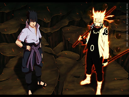 Fondo de pantalla de Sasuke Uchiha y Naruto Uzumaki, Naruto Shippuuden, Uchiha Sasuke, Uzumaki Naruto, Fondo de pantalla HD HD wallpaper