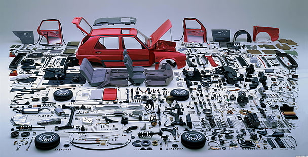 بارس سيارة حمراء ، فولكس فاجن ، جولف GTI ، سيارة ، مركبة ، مفككة، خلفية HD HD wallpaper
