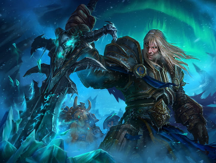 Warcraft III, компьютерные игры, фэнтези-арт, иллюстрации, видеоигры, Ледяная Скорбь, Артас Менетил, HD обои