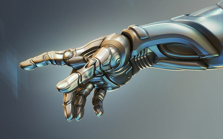 mecanismo, robot, mano, cyborg, Fondo de pantalla HD