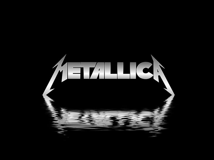logo Metallica abu-abu, Metallica, band rock, musik, logo, monokrom, logo band, Wallpaper HD