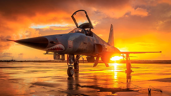 air force, military aircraft, aircraft, airplane, fighter aircraft, aviation, sunset, sky, jet aircraft, HD wallpaper HD wallpaper