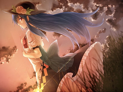Anime, Touhou, Hinanawi Tenshi, Hut, Anime Mädchen, HD-Hintergrundbild HD wallpaper