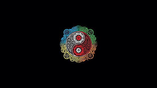 multicolor yin yang ilustrasi, air, api, bumi, pola, udara, simbol, Avatar, Yin-Yang, Legenda Korra, Avatar: Legenda Korr., Teratai Merah, Teratai Putih, Wallpaper HD HD wallpaper
