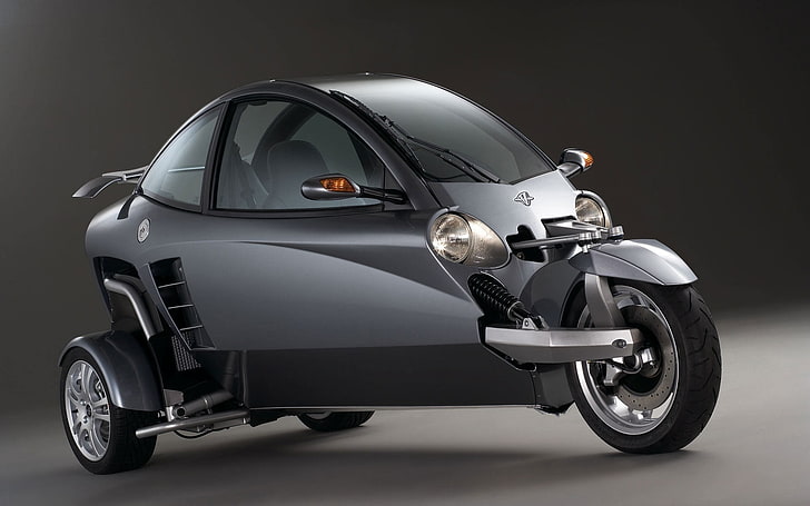 grey three-wheeled vehicle, machine, motorcycle, One, Carver, HD wallpaper