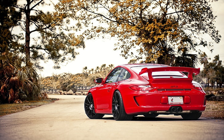 voiture, Porsche, Porsche 911 GT3, voiture de sport, voitures rouges, Fond d'écran HD