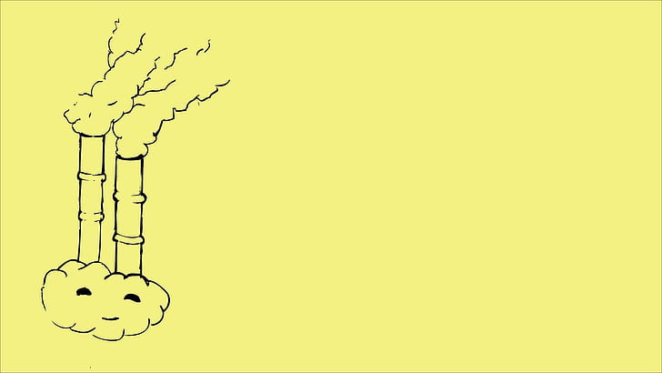 Cloud smoking, funnel drawing on yellow paper, funny, 1920x1080, cloud, HD wallpaper