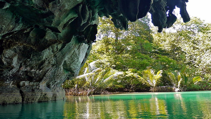 grotte, eau, nature, rocher, Fond d'écran HD
