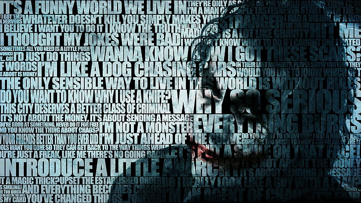 Cartaz do Batman Joker, O Cavaleiro das Trevas, Heath Ledger, filmes, citações, anime, Coringa, Batman, tipografia, HD papel de parede