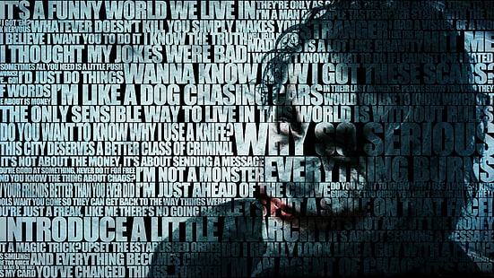 Cartel de Batman Joker, The Dark Knight, Heath Ledger, películas, citas, anime, Joker, Batman, tipografía, Fondo de pantalla HD HD wallpaper