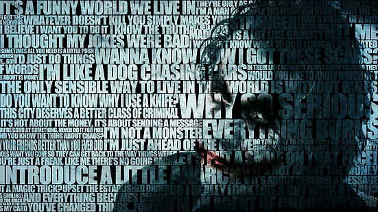 Kara Şövalye, tipografi, Joker, anime, filmler, alıntı, Heath Ledger, Batman, HD masaüstü duvar kağıdı HD wallpaper