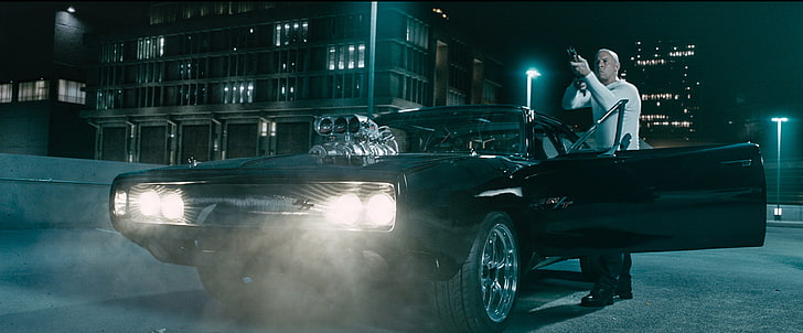 veículo preto, homem, ator, VIN Diesel, Dominic Toretto, Velozes e furiosos 7, Furioso 7, HD papel de parede
