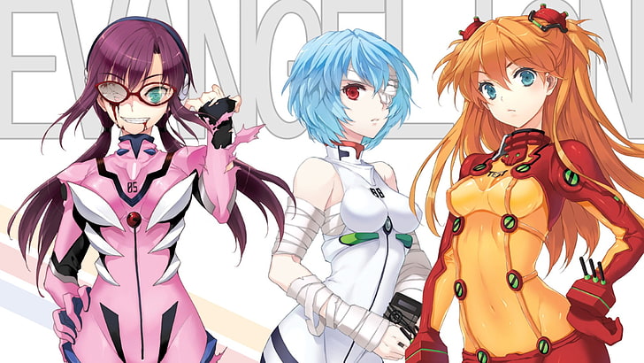 Illustration de Neon Genesis Evangelion, Ayanami Rei, Asuka Langley Soryu, anime, Mari Makinami Illustre, Makinami Mari, Fond d'écran HD