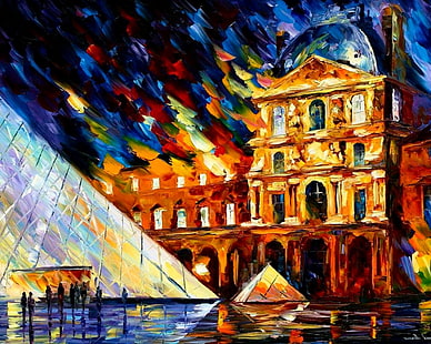 Louvre Paris Gemälde, Farbe, Öl, Der Louvre, Bild, HD-Hintergrundbild HD wallpaper