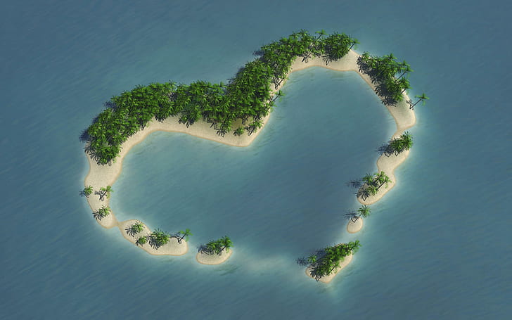 Heart Shape Island Royalty, kärlek, hjärta, form, ö, royalty, HD tapet