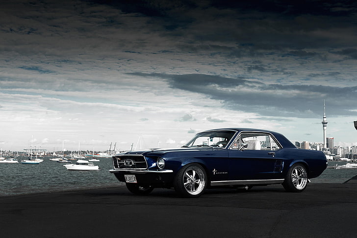 Ford Mustang blu, Mustang, Ford, muscle car, 1967, Jake, Andrei Diomidov, Sfondo HD