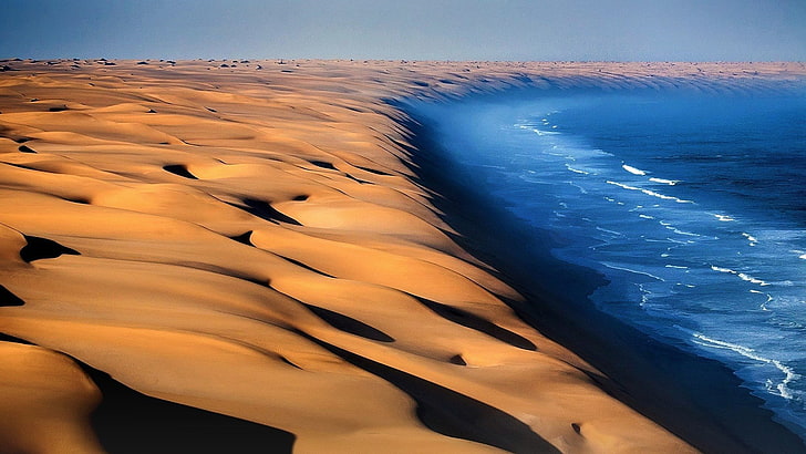 Earth, Desert, Africa, Beach, Namibia, Ocean, Sand, Sea, HD wallpaper