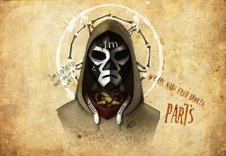 black mask illustration, Mask, Funny Man, Hollywood Undead, Notes from the Underground, HD wallpaper