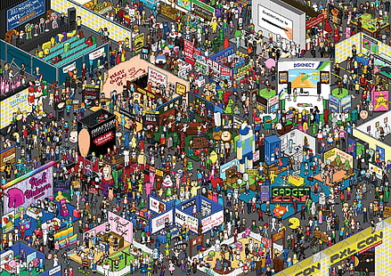 PXL con animated wallpaper, pixelated artwork of shops, artwork, pixel art, MythBusters, Michael Bay, Power Rangers, Joker, Alice in Wonderland, Pokémon, Pikachu, Transformers, Game of Thrones, Portal , Portal (game), Minecraft, Star Wars, stormtrooper, Batman, Assassin's Creed, Captain America, Wonder Woman, creeper, LEGO, SpongeBob SquarePants, Sub-Zero, The Tick, Death Note, Ghost Rider, Shaun of the Dead, Umbrella Corporation, Avatar, Daenerys Targaryen, Hey Arnold!, Teenage Mutant Ninja Turtles, Aaahh!!! Real Monsters, zombies, Apple Inc., Android (operating system), Futurama, Shut up and take my money, Spider-Man, Bugs Bunny, Sonic the Hedgehog, Avatar: The Last Airbender, Rocko's Modern Life, Tintin, Harry Potter, Hellboy, Deadpool, Kermit the Frog, Mirror's Edge, The Incredibles, Fallout 4, Waldo, Babar, Robin (character), Dorothy Gale, Tin Man, Cowardly Lion, Scarecrow (character), Gumby, Pokey, Master Chief, Harley Quinn, Leeloo, HD wallpaper HD wallpaper