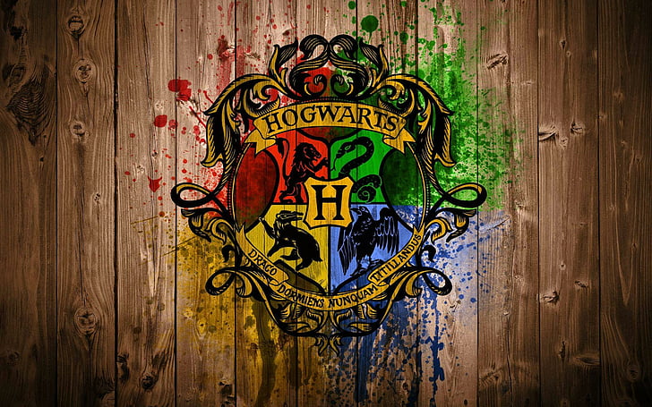 harry, hogwarts, logo, potter, kayu, Wallpaper HD
