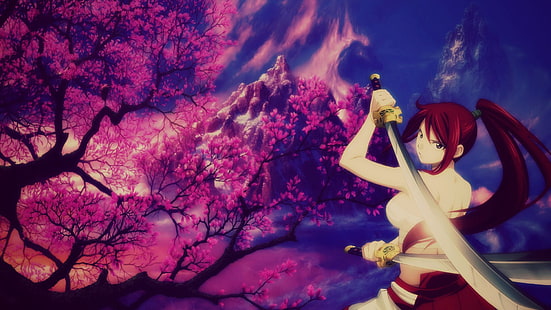 Tapeta Erza Scarlet, Anime, Fairy Tail, Erza Scarlet, Dziewczyna, Miecz, Tapety HD HD wallpaper