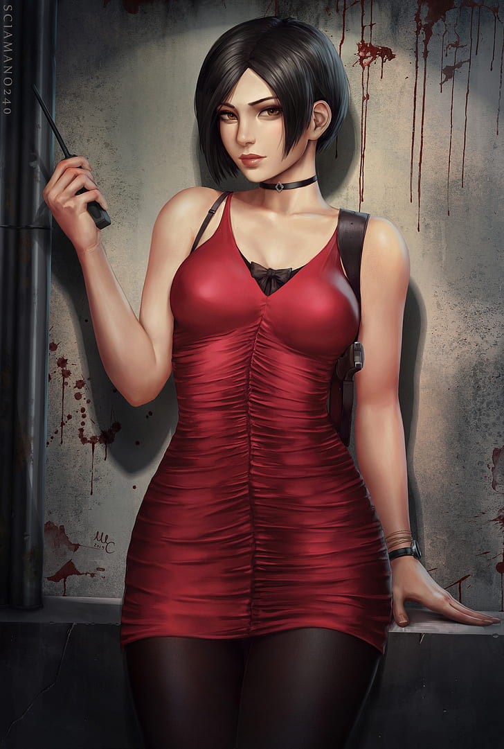 seni digital, karya seni, wanita, Resident Evil 2, ada wong, potret, tampilan potret, Wallpaper HD, wallpaper seluler