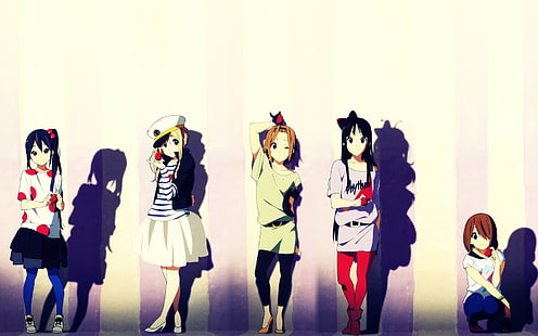 K-ON !, Hirasawa Yui, Akiyama Mio, Nakano Azusa, Kotobuki Tsumugi, Tainaka Ritsu, animeflickor, anime, HD tapet HD wallpaper