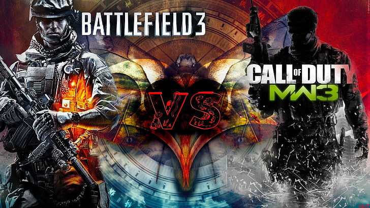 Battlefied 3 vs Call of Duty MM3 fond d'écran, Battlefield Hardline, Battlefield, Battlefield 3, Battlefield 4, Call of Duty guerre moderne, Call of Duty guerre moderne 2, Call of Duty guerre moderne 3, Fond d'écran HD