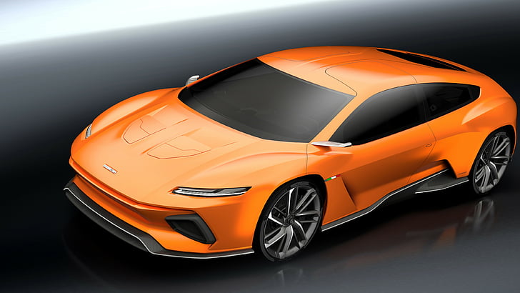 orange sports coupe, GT Zero, Geneva Auto Show 2016, Shuting break, electric cars, orange, HD wallpaper