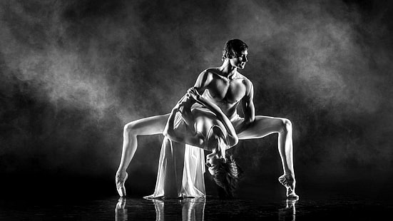 Kesempurnaan * Balet, fotografi, kesempurnaan, tari, hitam, penari, putih, keanggunan, balet, 3d dan abstrak, Wallpaper HD HD wallpaper