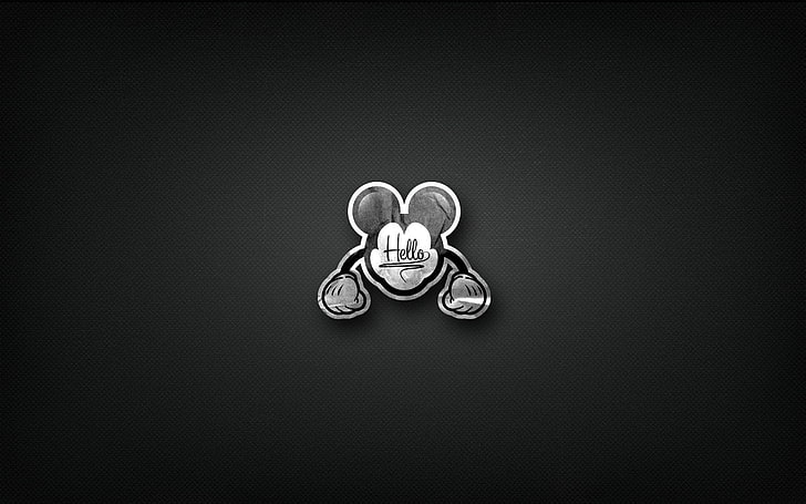 Мики Маус Минималистичен, сива илюстрация на главата на Мики Маус, Карикатури,, карикатура, Мики Маус, HD тапет